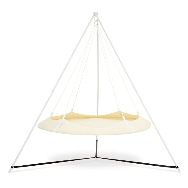 Hanging lounger set cream-colored 1.8m with white frame 2.4m, weatherproof by Hangout Pod TI-HAT18WENW color creme