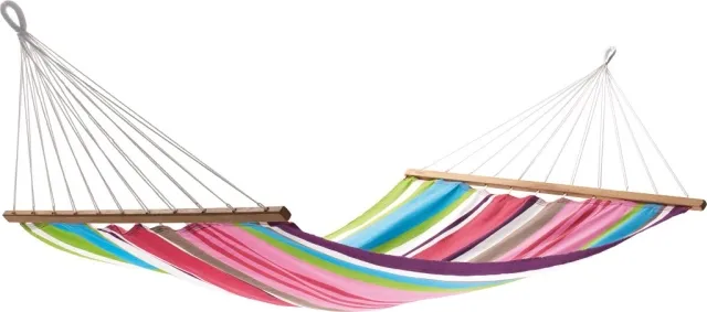 Aruba hammock with wooden spreader bar by Jobek - Germany JO-25645-OLD color multicouleur