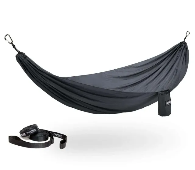 TravelNest Hammock + Straps Combo Charcoal by ENO EN-TRN039 color grey/silver