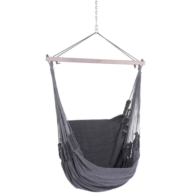 Chico Hammock Chair Cotton Including Swivel, Carabiner And Chain Plain-Gray 84 by Chico CI-3184 color grey/silver