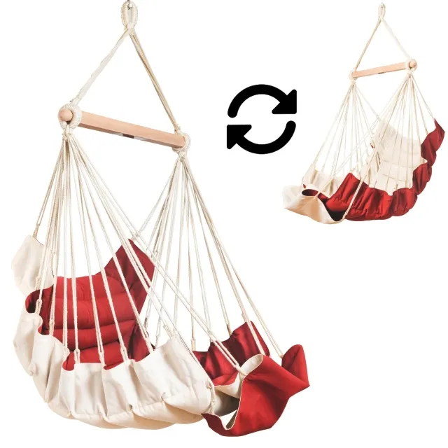 SoftChair Hot Chocolate FSC™ quilted hanging chair red weatherproof by MacaMex MA-11501 color red