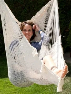 Mexikanska Mesh hängande stol väderbeständig Deluxe Natural White by MacaMex MA-10130 color natur / beige