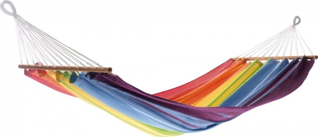 MISS BRASIL hammock with wooden spreader bar - rainbow by Jobek - Germany JO-25375-OLD color multicolor