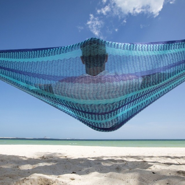 Mexican Double Hammock Caribe Plus by MacaMex MA-00227 color blue