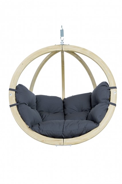 Cadeira Globo antracite - cadeira de madeira pendurada com almofada de assento à prova de intempéries by Amazonas AZ-2030808 color grisalho / prata