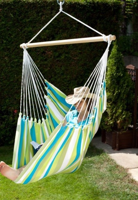 Hanging Chair Lazy anthrazit + Cayo Grande beach MacaTex by MacaMex MA-91278 color green