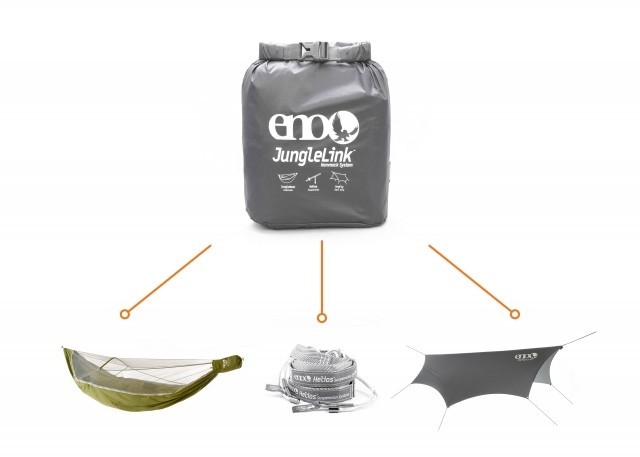 JungleLink hammock system tarp, no-knot suspension, insect-proof by ENO EN-LNK-JH color green