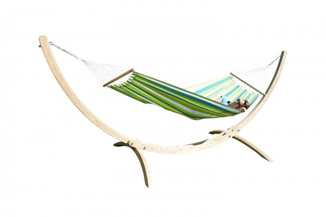 Hamaca con armazón Siesta Grande Deluxe Caribe Beach Set by MacaMex MA-90383 color verde