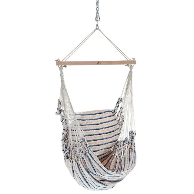 Chico Hammock Chair Cotton Including Swivel, Carabiner And Chain 10 Beige-Blue by Chico CI-3110 color blue