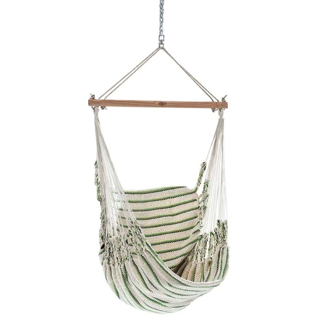 Chico Hammock Chair Cotton Including Swivel, Carabiner And Chain 9 Beige-Green by Chico CI-3109 color green