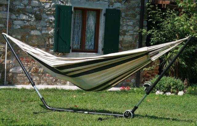 Cuba Gigante hammock stand with Brasil Comfort Premium Cafe by MacaMex MA-90144 color bej