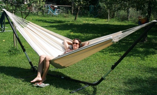 Cuba Gigante hammock stand with Brasil Comfort Premium natur by MacaMex MA-90104 color natur / beige
