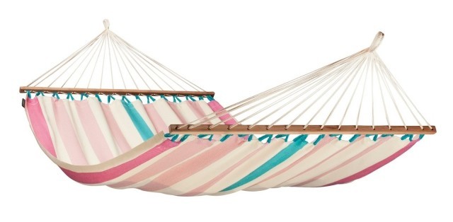 Colada Double Hammock with spreader bar lychee by LaSiesta LS-COR14-7-OLD color różowy