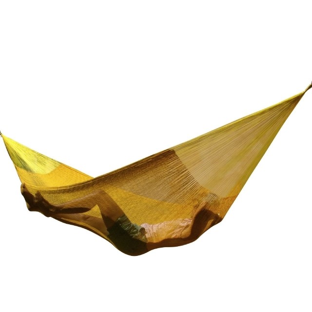Mexican net hammock Double PLUS yellow cotton by MacaMex MA-00326 color geel