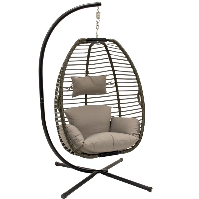 Nest Hanging Chair With Stand In Moonstone - grey by Vivere VI-NESTDFR-MS color szary / srebro