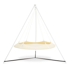 Hanging lounger set cream-colored 1.8m with white frame 2.4m, weatherproof by Hangout Pod TI-HAT18WENW color creme
