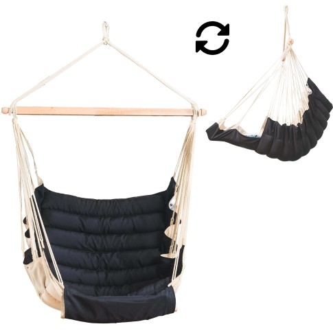 SoftChair Black-Cream FSC-certifierad hängande stol väderbeständig by MacaMex MA-11507 color svart