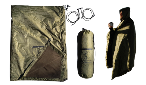 THERMO - Blanket™ Poncho Pod prošívanou přikrývkou zateplené, udržuje teplo a sucho by Bushmen BU-1THBKET color zelená