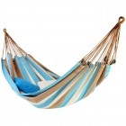 Brasil Comfort Premium Pantanal double hammock cotton blue white brown by MacaMex MA-01085 color blue